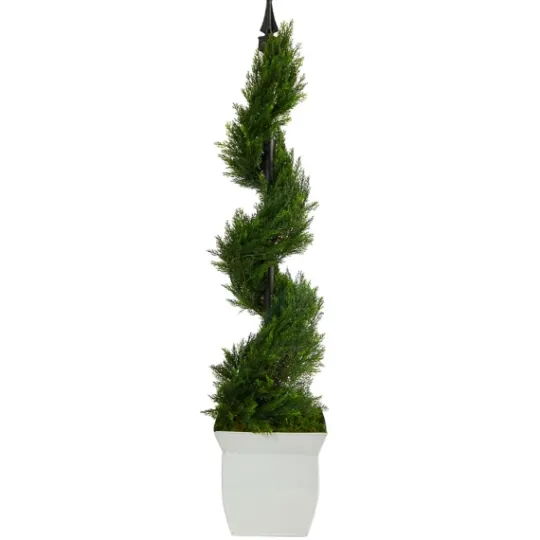 Kirkland's Home Spiral Cypress Topiary In White Planter, 48 In.- Trees & Topiaries