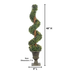 Kirkland's Home Spiral Pre-Lit Boxwood Potted Topiary- Trees & Topiaries