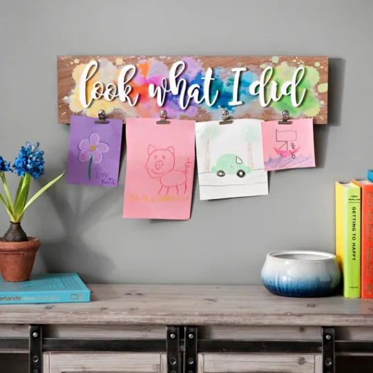 Kirkland's Home Splattered Look What I Did Plaque With Clips- Wall Quotes & Signs