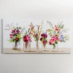 Kirkland's Home Springtime Floral Bouquet Vases Canvas Art Print- Canvas Art