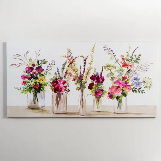 Kirkland's Home Springtime Floral Bouquet Vases Canvas Art Print- Canvas Art