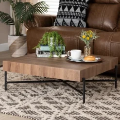 Kirkland's Home Square Light Wood X Base Coffee Table- Coffee Tables