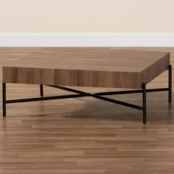 Kirkland's Home Square Light Wood X Base Coffee Table- Coffee Tables