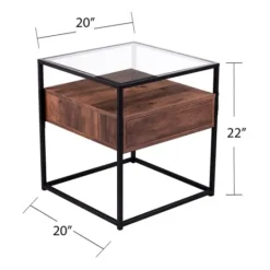 Kirkland's Home Square Metal And Wood Glass Top Accent Table- Accent & End Tables