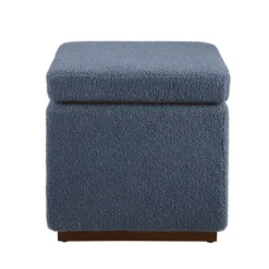Kirkland's Home Square Sherpa Upholstered Storage Ottoman- Benches & Ottomans