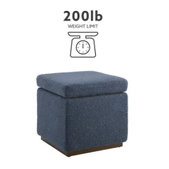 Kirkland's Home Square Sherpa Upholstered Storage Ottoman- Benches & Ottomans