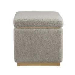 Kirkland's Home Square Sherpa Upholstered Storage Ottoman- Benches & Ottomans