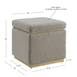 Kirkland's Home Square Sherpa Upholstered Storage Ottoman- Benches & Ottomans