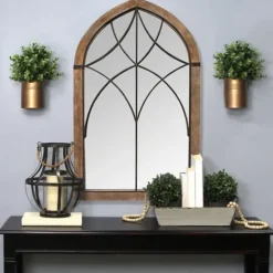 Kirkland's Home Stained Wood Frame Cathedral Wall Mirror- Decorative Mirrors