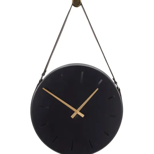 Kirkland's Home Stainless Steel Leather Strap Wall Clock- Clocks