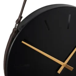Kirkland's Home Stainless Steel Leather Strap Wall Clock- Clocks