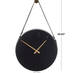 Kirkland's Home Stainless Steel Leather Strap Wall Clock- Clocks