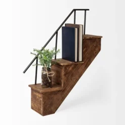 Kirkland's Home Staircase Wood And Metal Wall Shelf- Shelves