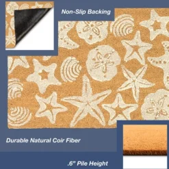Kirkland's Home Starfish And Sand Dollars Coir Doormat- Doormats