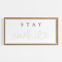 Kirkland's Home Stay Awhile Script Framed Wall Plaque- Wall Quotes & Signs