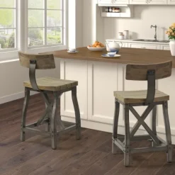 Kirkland's Home Steel Gray Rounded Back Industrial Counter Stool- Bar Stools & Counter Height Stools
