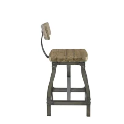 Kirkland's Home Steel Gray Rounded Back Industrial Counter Stool- Bar Stools & Counter Height Stools