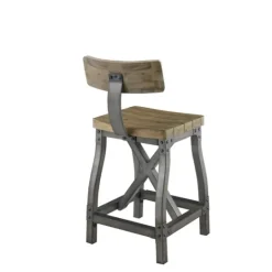 Kirkland's Home Steel Gray Rounded Back Industrial Counter Stool- Bar Stools & Counter Height Stools