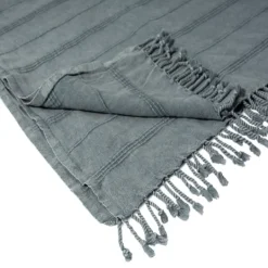Kirkland's Home Steel Woven Stripes Cotton Throw- Blankets & Throws