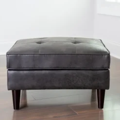 Kirkland's Home Steele Wyatt Faux Leather Ottoman- Benches & Ottomans