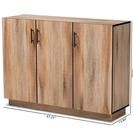 Kirkland's Home Stella Contemporary Oak 3-Door Sideboard- Cabinets & Sideboards