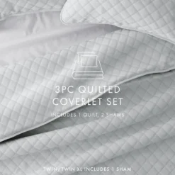 Kirkland's Home Stitched Diamond 3-Pc. Queen Quilt Set- Quilts