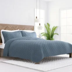Kirkland's Home Stitched Diamond 3-Pc. Queen Quilt Set- Quilts