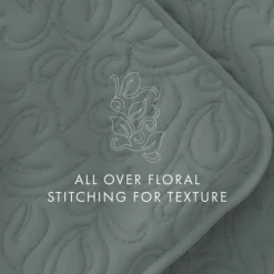 Kirkland's Home Stitched Floral 3-Pc. King Quilt Set- Quilts