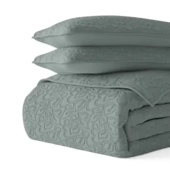 Kirkland's Home Stitched Floral 3-Pc. Queen Quilt Set- Quilts