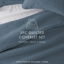 Kirkland's Home Stitched Stripes 3-Pc. Queen Quilt Set- Quilts