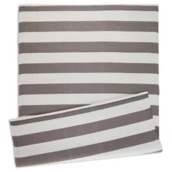 Kirkland's Home Stone And White Rugby Stripe Outdoor Area Rug, 4X6- Outdoor Rugs
