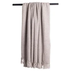 Kirkland's Home Stone Chevron And Fringe Throw- Blankets & Throws