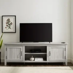 Kirkland's Home Stone Grooved Door Modern Farmhouse Tv Stand- Tv Stands & Media Consoles