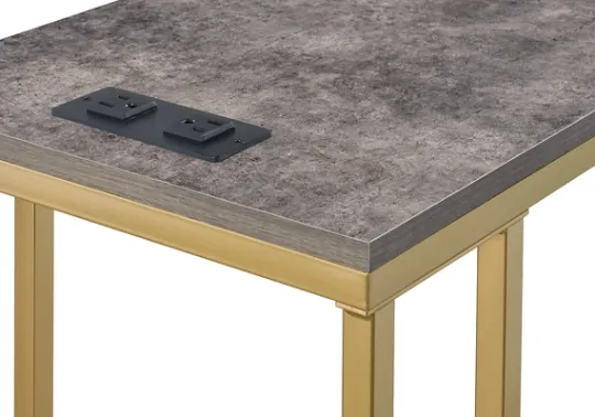 Kirkland's Home Stone Top Gold C-Frame Accent Table- Accent & End Tables