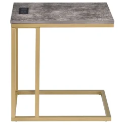 Kirkland's Home Stone Top Gold C-Frame Accent Table- Accent & End Tables