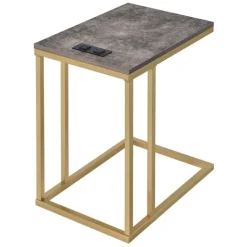 Kirkland's Home Stone Top Gold C-Frame Accent Table- Accent & End Tables