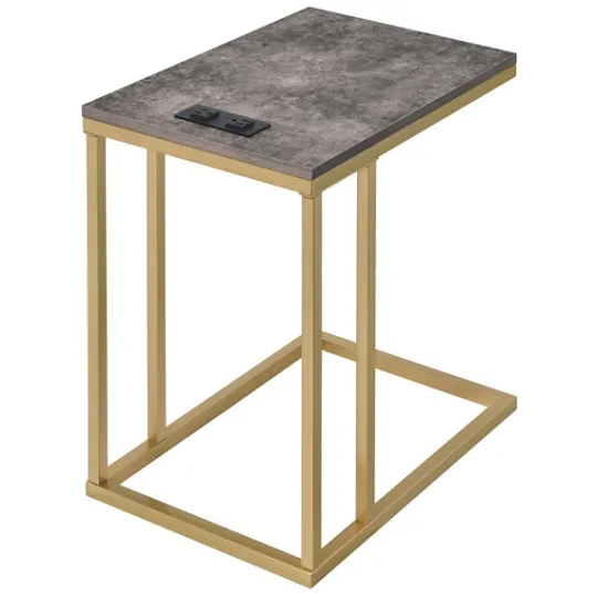Kirkland's Home Stone Top Gold C-Frame Accent Table- Accent & End Tables