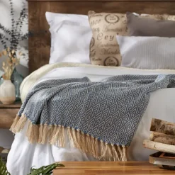 Kirkland's Home Stone Wash Diamond Fringe Throw- Blankets & Throws