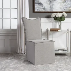 Kirkland's Home Stonewash Fringe Slipcover Dining Chairs, Set Of 2- Dining Chairs