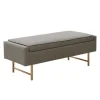 Kirkland's Home Storage Bench With Brown Metal Legs- Benches & Ottomans