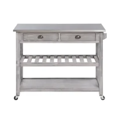 Kirkland's Home Storm Sonoma Stainless Steel Top Kitchen Cart- Kitchen Islands & Bar Carts
