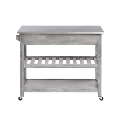 Kirkland's Home Storm Sonoma Stainless Steel Top Kitchen Cart- Kitchen Islands & Bar Carts