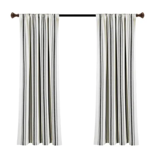 Kirkland's Home Stripe Farmhouse Curtain Panel Set, 63 In.- Curtains & Drapes