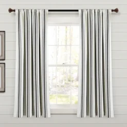 Kirkland's Home Stripe Farmhouse Curtain Panel Set, 63 In.- Curtains & Drapes