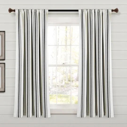 Kirkland's Home Stripe Farmhouse Curtain Panel Set, 63 In.- Curtains & Drapes