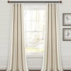 Kirkland's Home Stripe Farmhouse Curtain Panel Set, 95 In.- Curtains & Drapes