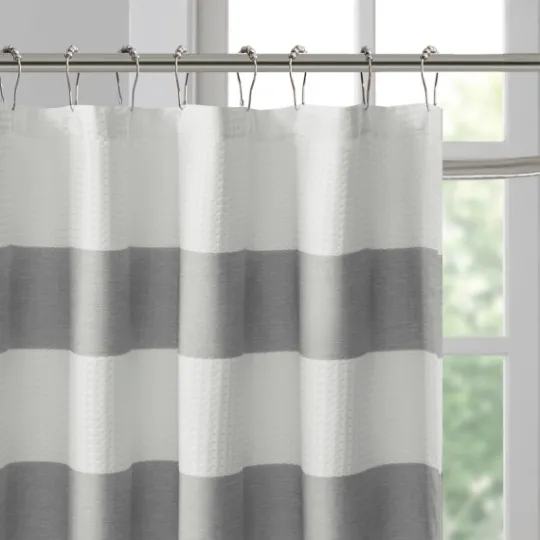 Kirkland's Home Stripe Waffle Weave Shower Curtain- Shower Curtains
