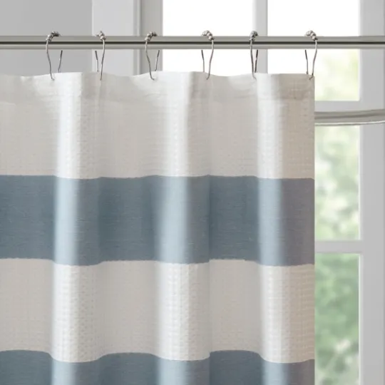 Kirkland's Home Stripe Waffle Weave Shower Curtain- Shower Curtains