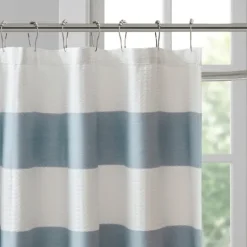 Kirkland's Home Stripe Waffle Weave Shower Curtain- Shower Curtains