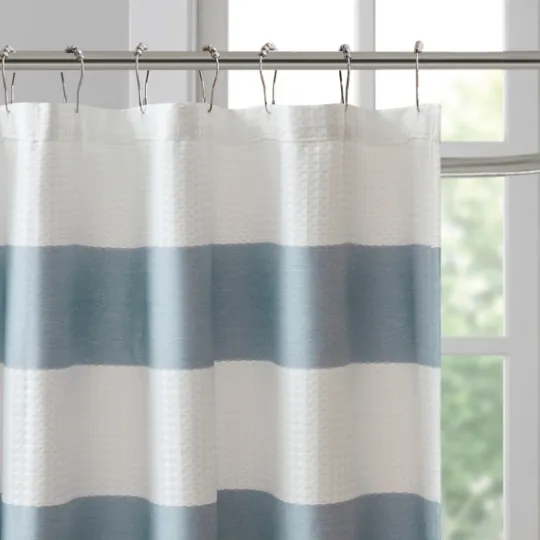 Kirkland's Home Stripe Waffle Weave Shower Curtain- Shower Curtains